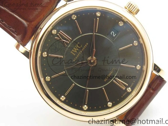 MIROTIME 0224 SportInspired Portofino IW458101 RG MK 1:1 Best Edition Gray Dial On Brown Leather Strap MIYOTA 7165